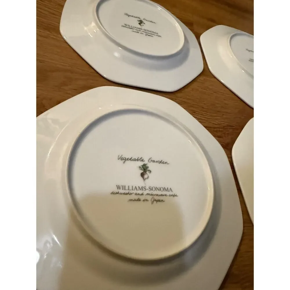 🥬 Williams-Sonoma Vegetable Garden Salad Plates – Set of 4 – 8.25